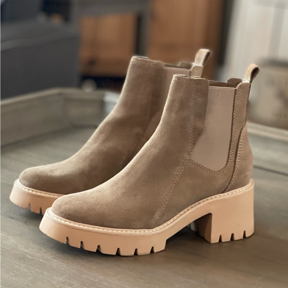 Dolce Vita Taupe Suede Halina Boot